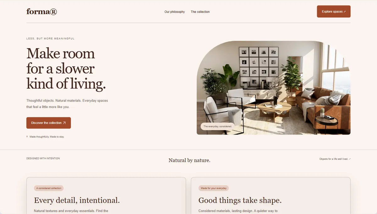 Example website restyled in Cinnamon, expressive