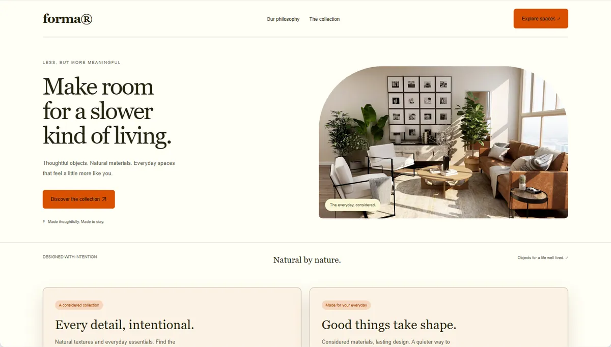 Example website restyled in Citrus pop, expressive