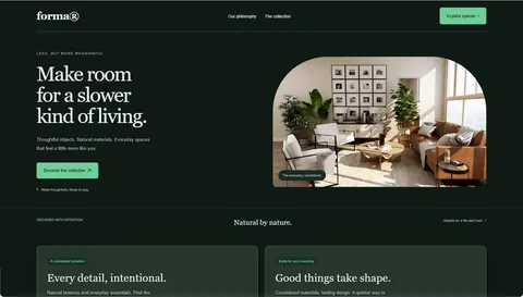 Example website in the Deep forest palette