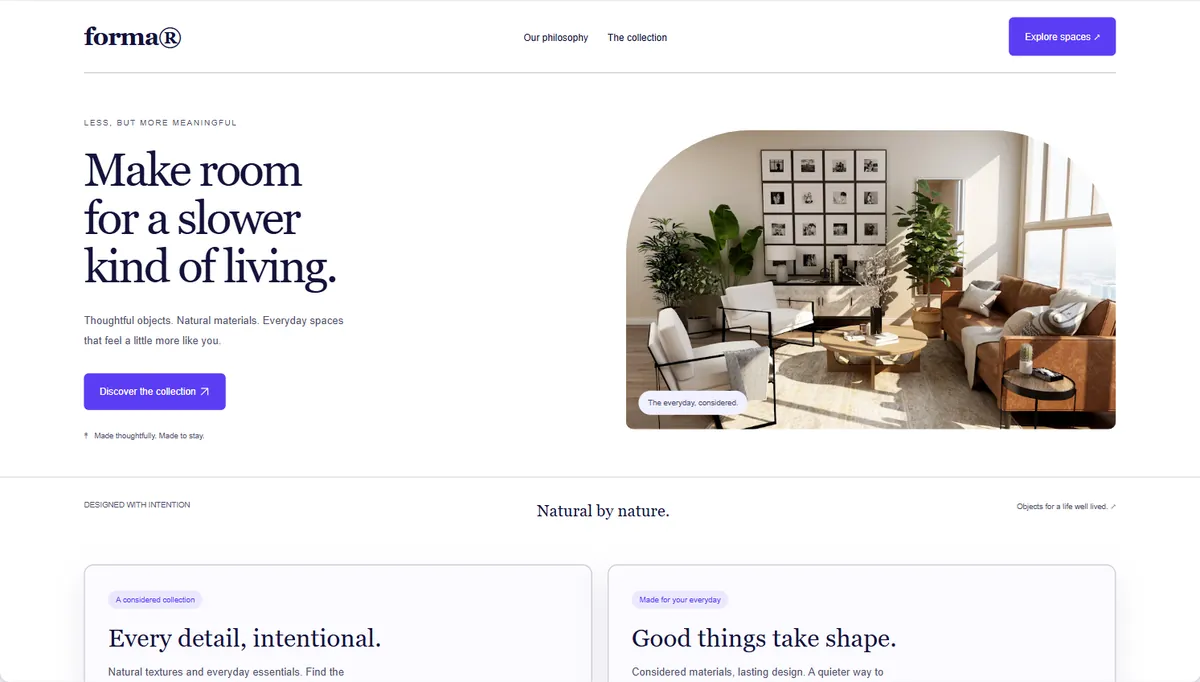 Example website restyled in Electric, balanced
