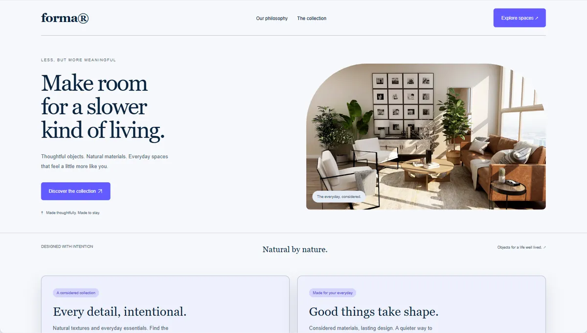 Example website restyled in Fintech, expressive
