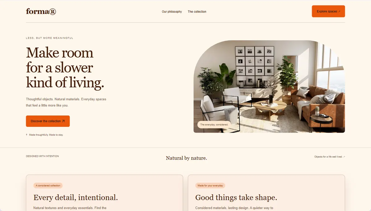 Example website restyled in Golden hour, expressive