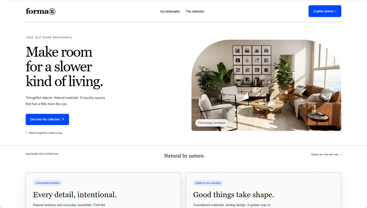 Example website restyled in High contrast, balanced
