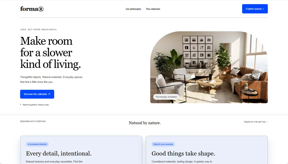 Example website restyled in High contrast, expressive