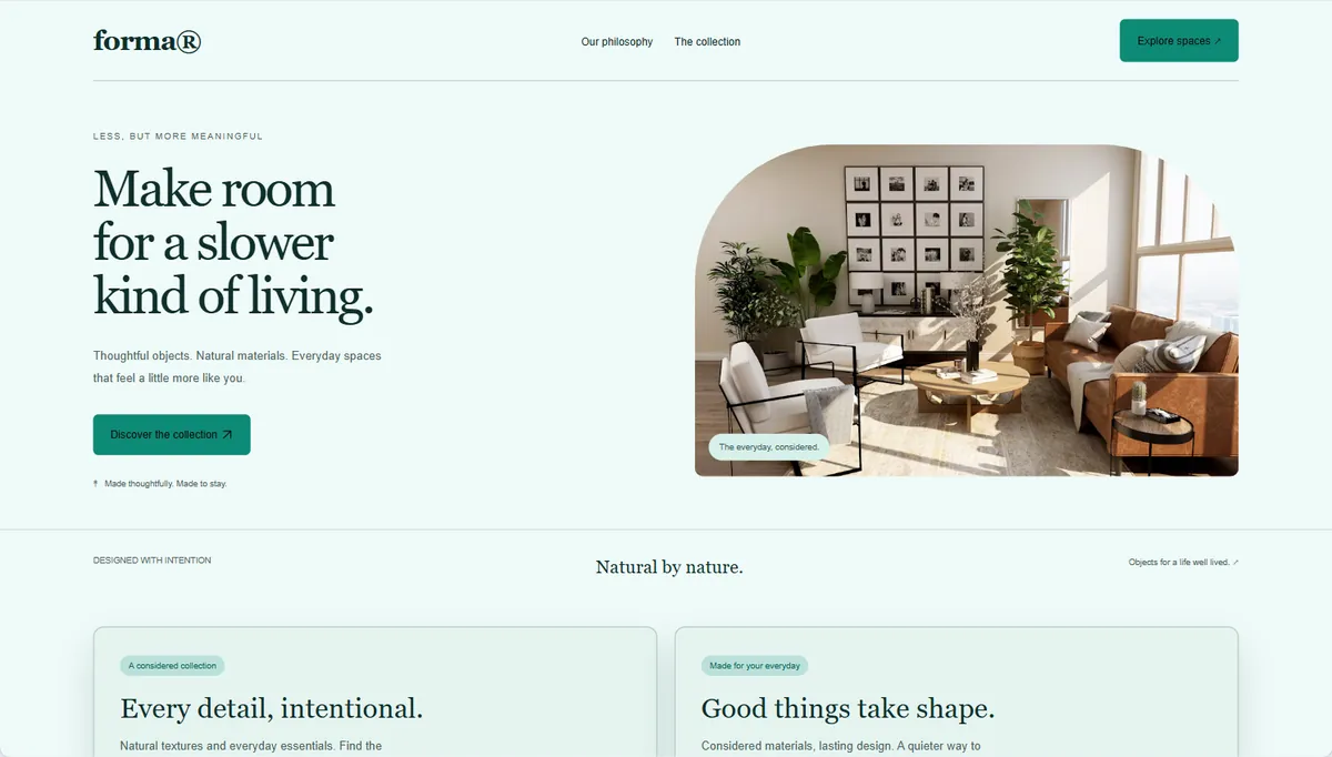 Example website restyled in Lagoon, expressive