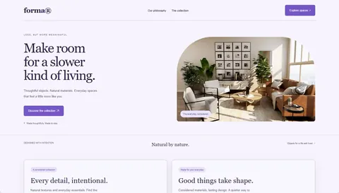 Example website in the Lavender haze palette