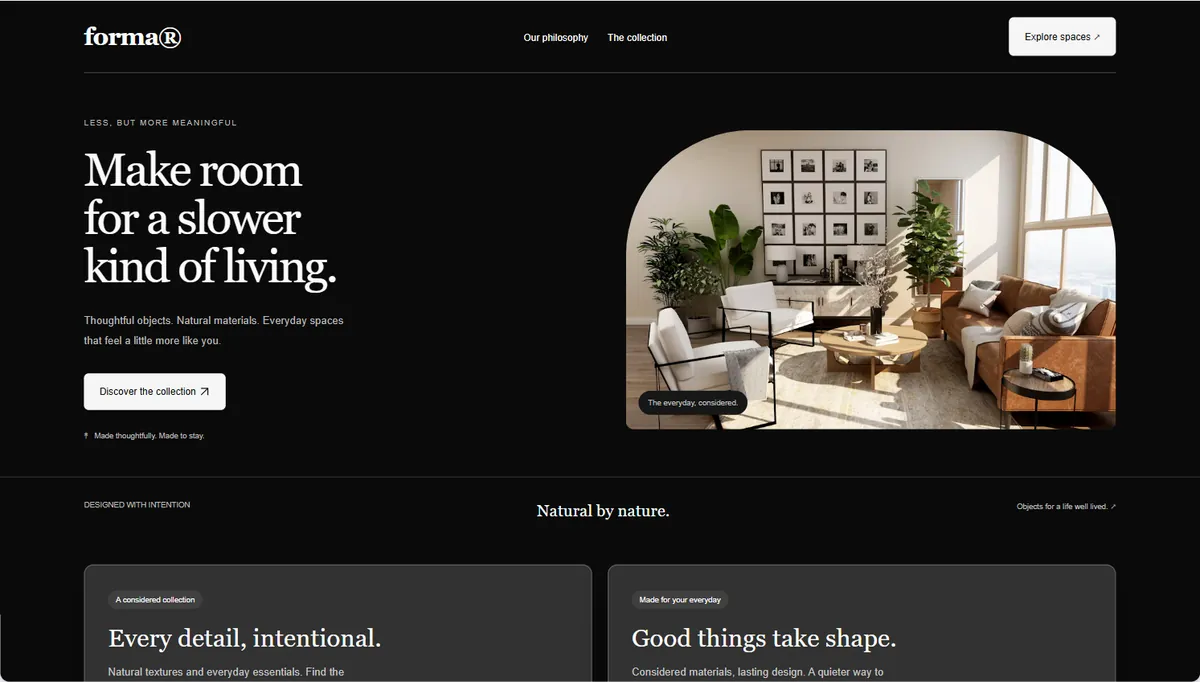 Example website restyled in Obsidian, expressive