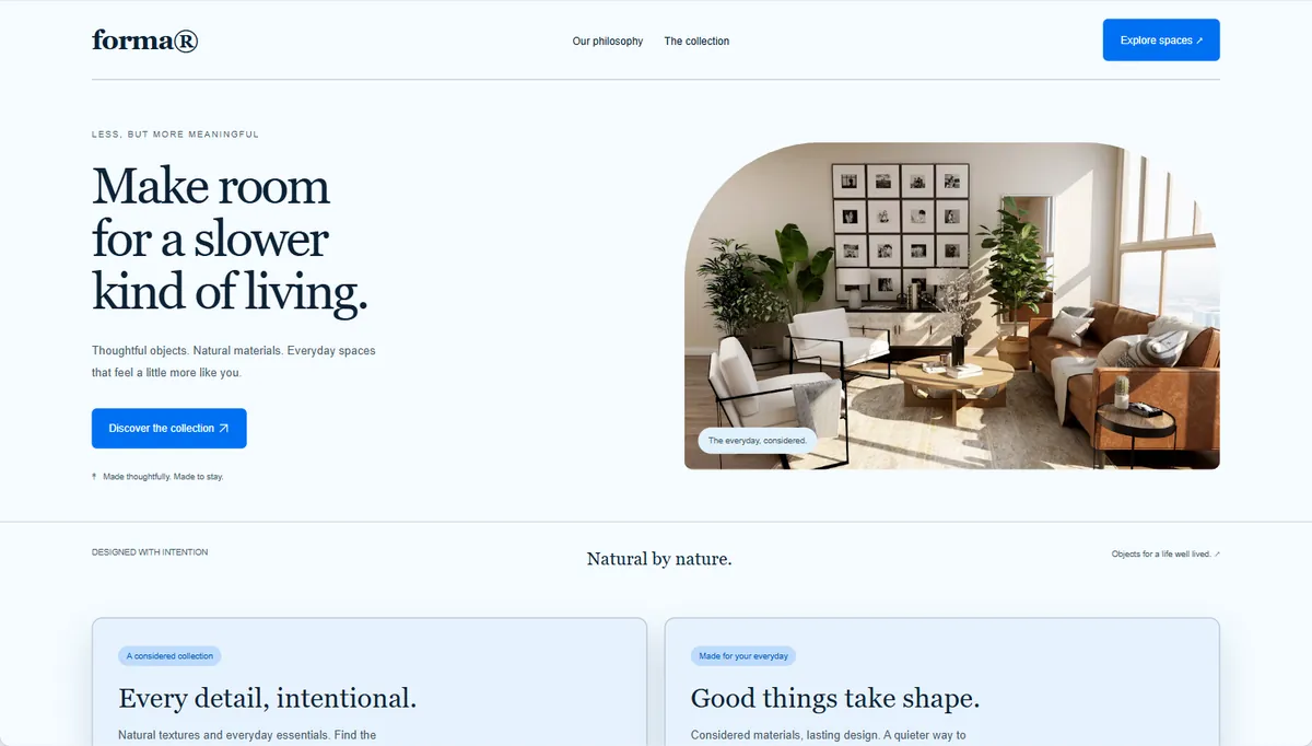 Example website restyled in Ocean tech, expressive