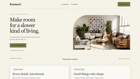 Example website in the Olive & oat palette