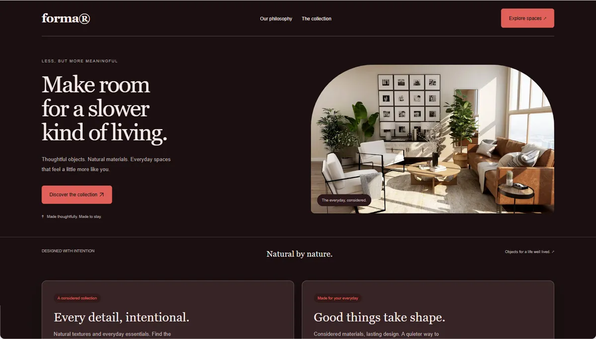 Example website restyled in Oxblood, balanced