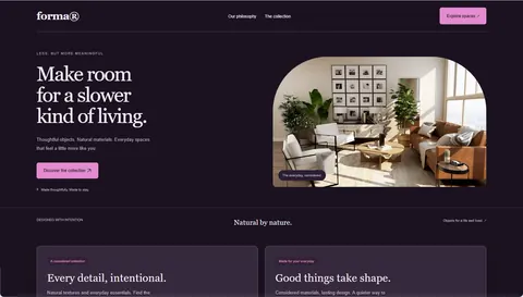 Example website in the Plum night palette