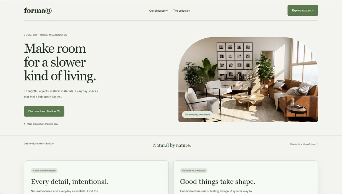 Example website restyled in Sage studio, balanced